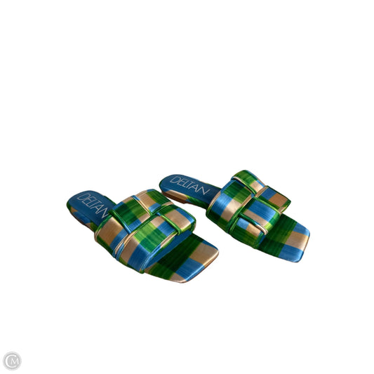 Sandals Flats By DELTAN In Blue & Green, Size: 9.5