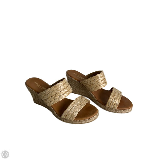 Sandals Heels Wedge  By  ANDRE ASSOUSE In Tan, Size: 8