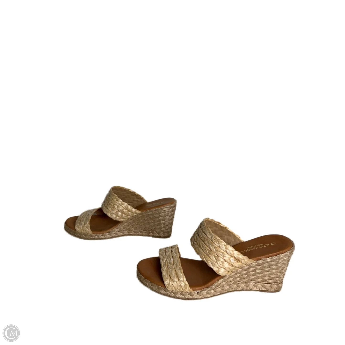 Sandals Heels Wedge  By  ANDRE ASSOUSE In Tan, Size: 8
