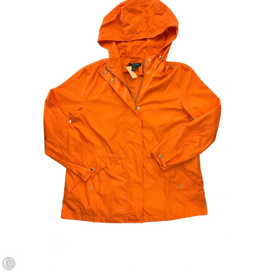 Jacket Windbreaker By Lauren By Ralph Lauren In Orange, Size: L