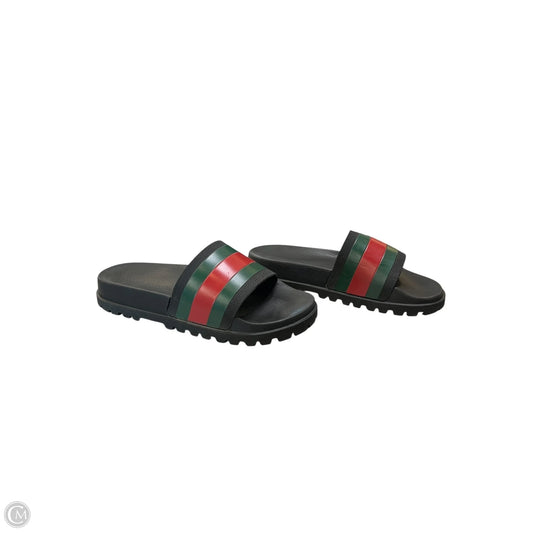 Sandals Luxury Designer By Gucci In Black, Size: 9