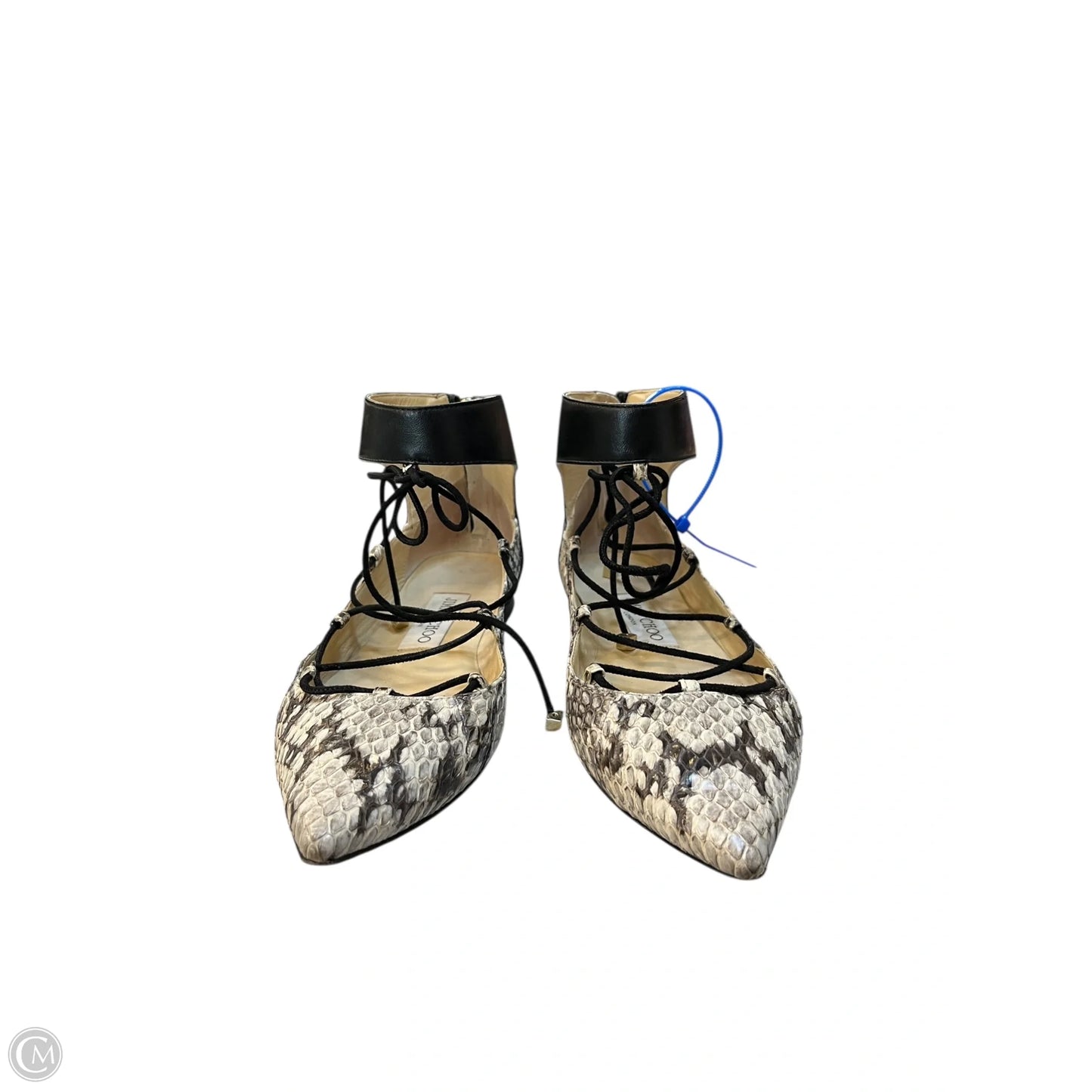 Sandals Luxury Designer By Jimmy Choo In Snakeskin Print, Size: 5.5