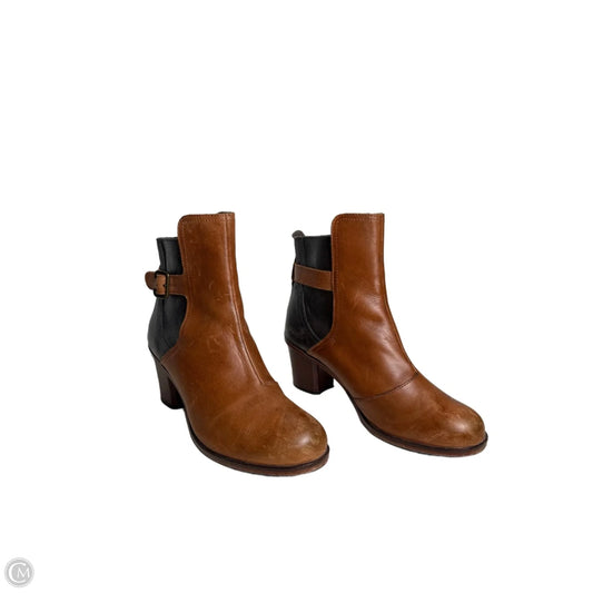 Boots Leather By J Shoes In Black & Brown, Size: 8
