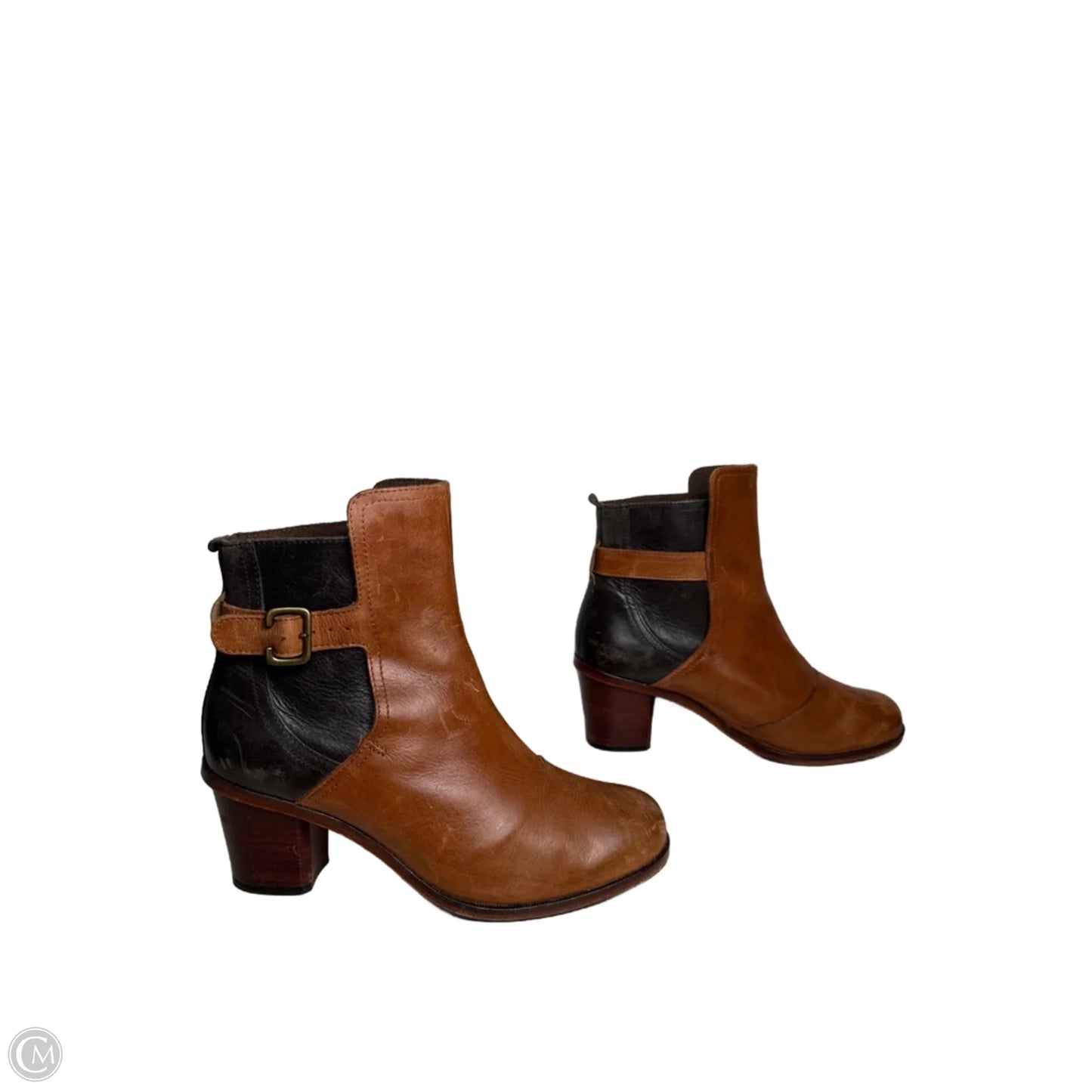 Boots Leather By J Shoes In Black & Brown, Size: 8