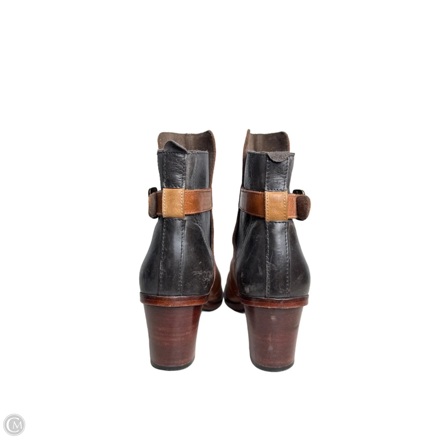 Boots Leather By J Shoes In Black & Brown, Size: 8