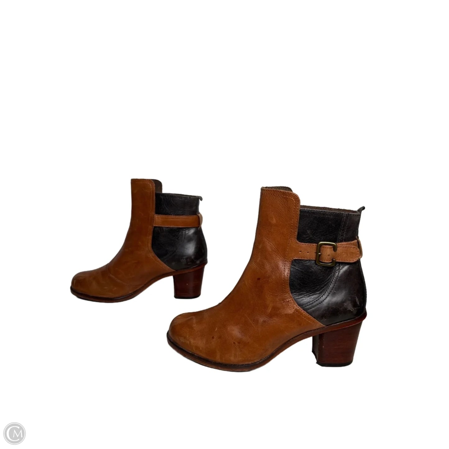 Boots Leather By J Shoes In Black & Brown, Size: 8