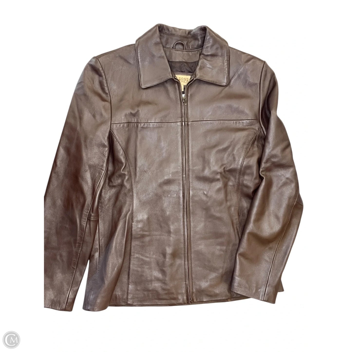 Jacket Leather By Wilsons Leather In Brown, Size: M