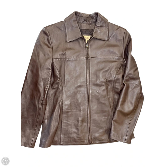 Jacket Leather By Wilsons Leather In Brown, Size: M
