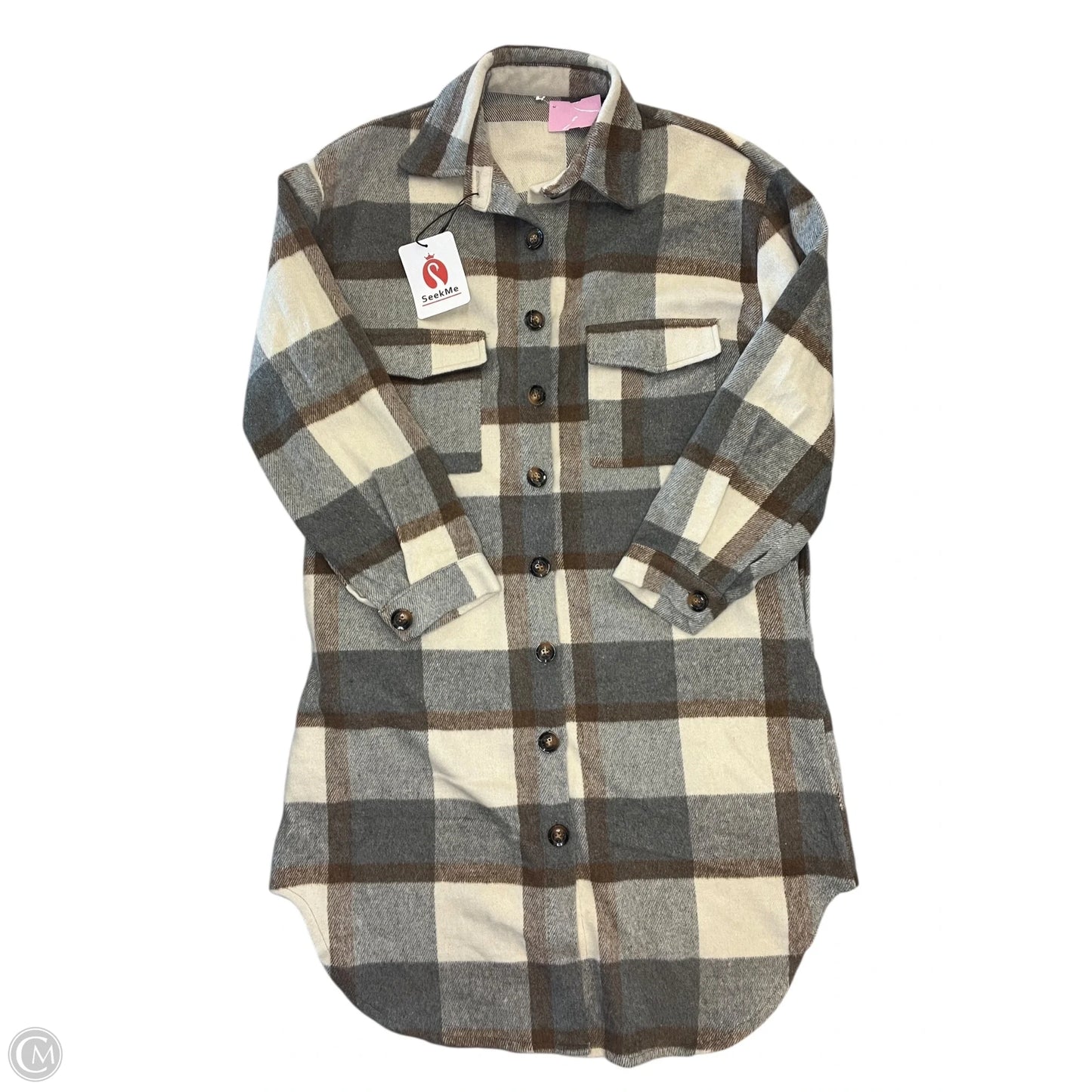 Jacket Shirt By Clothes Mentor In Grey, Size: S