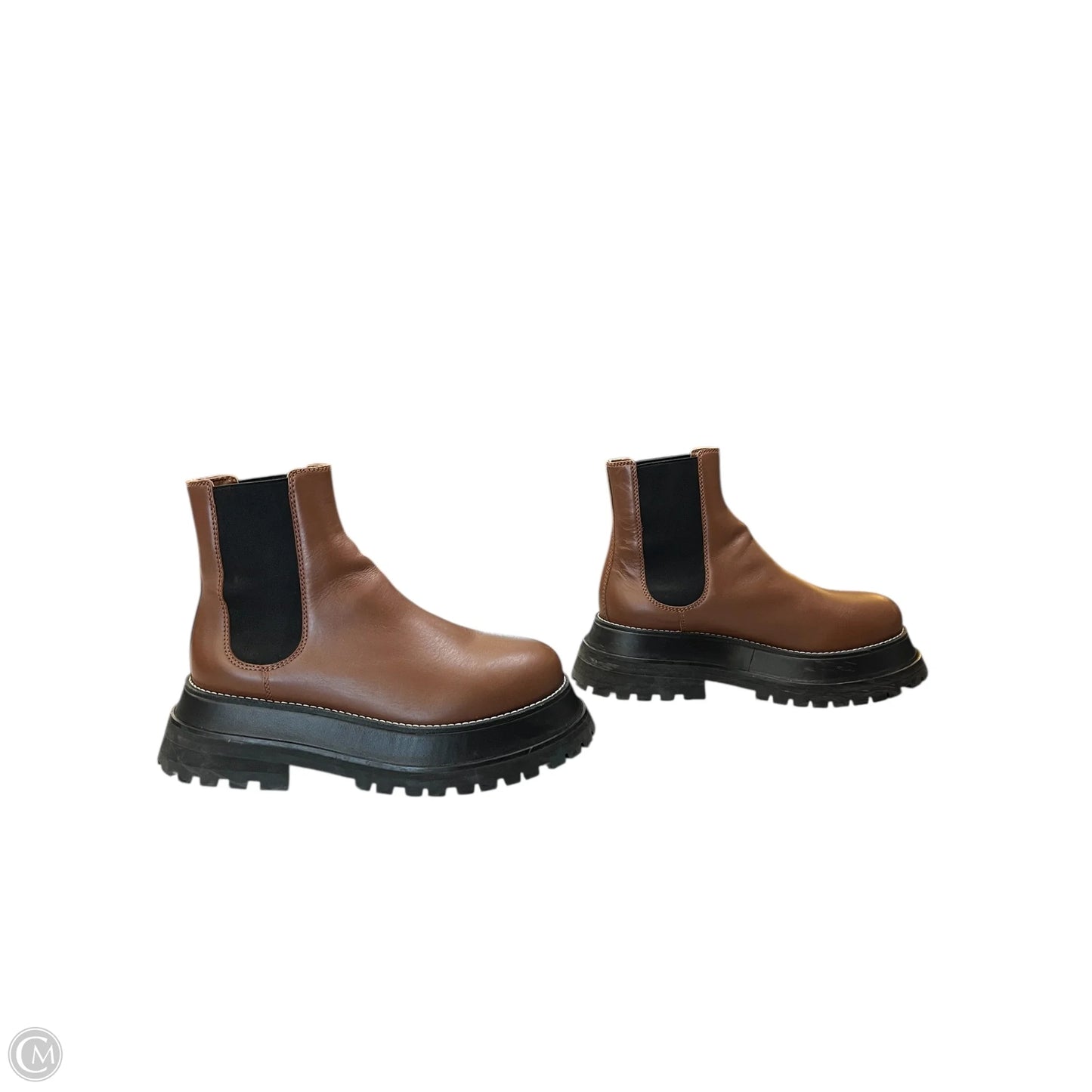 Boots Luxury Designer By Burberry In Brown, Size: 7.5