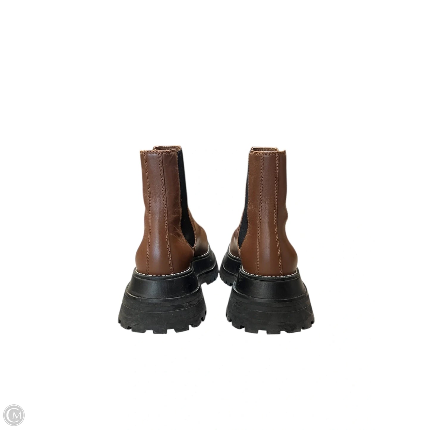 Boots Luxury Designer By Burberry In Brown, Size: 7.5