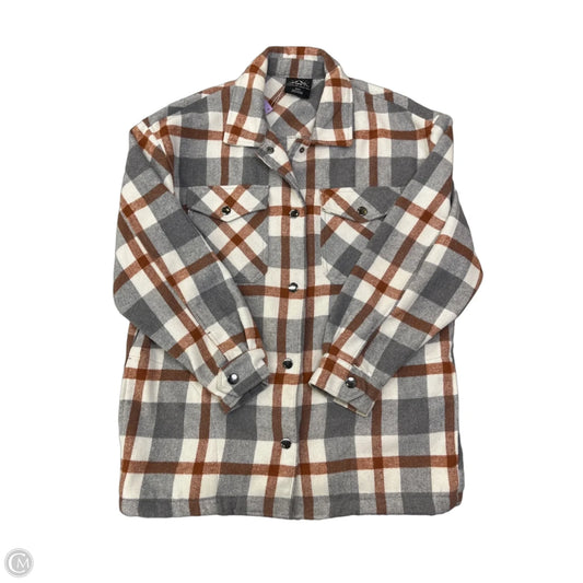 Jacket Shirt By Hfx In Grey & Orange, Size: S