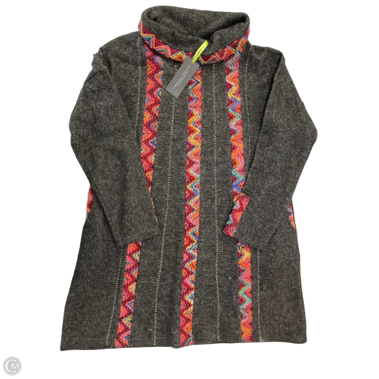 Top Long Sleeve By Cmb In Grey, Size: L