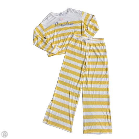 Pants Set 2pc By Clothes Mentor In White & Yellow, Size: L