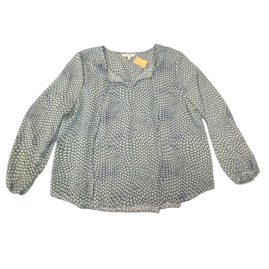 Blouse Long Sleeve By Liverpool In Blue & Green, Size: Xl