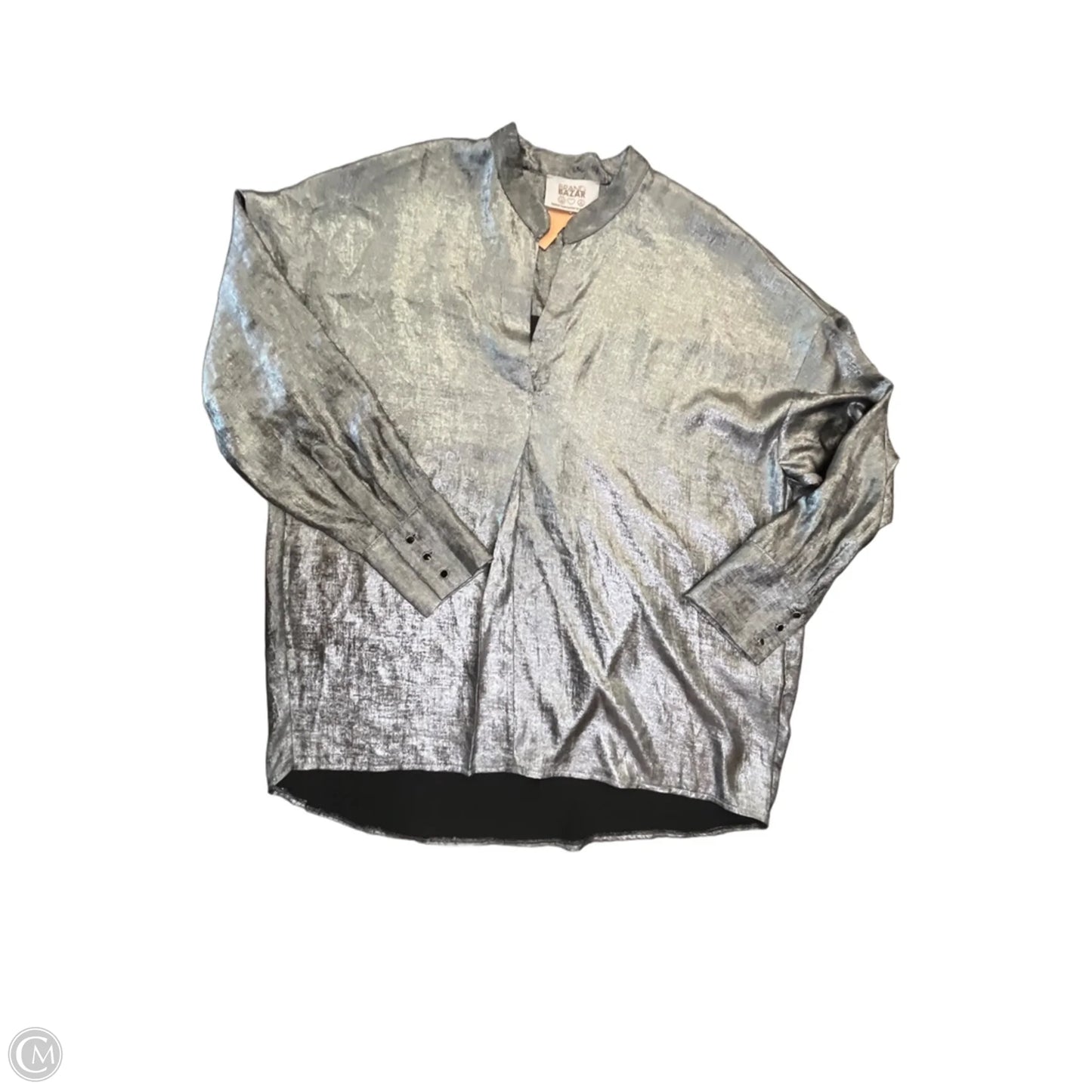 Blouse Long Sleeve By Clothes Mentor In Silver, Size: L