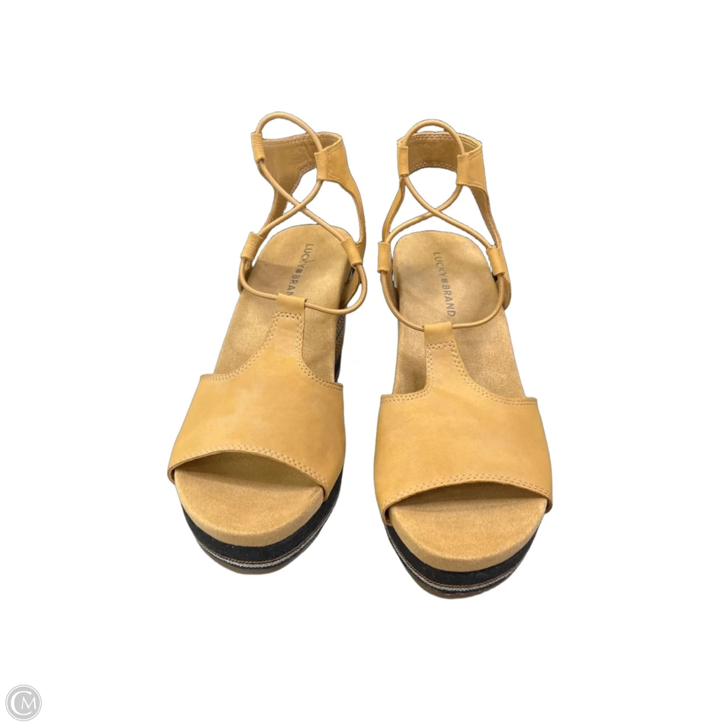 Sandals Heels Wedge By Lucky Brand In Yellow, Size: 8.5