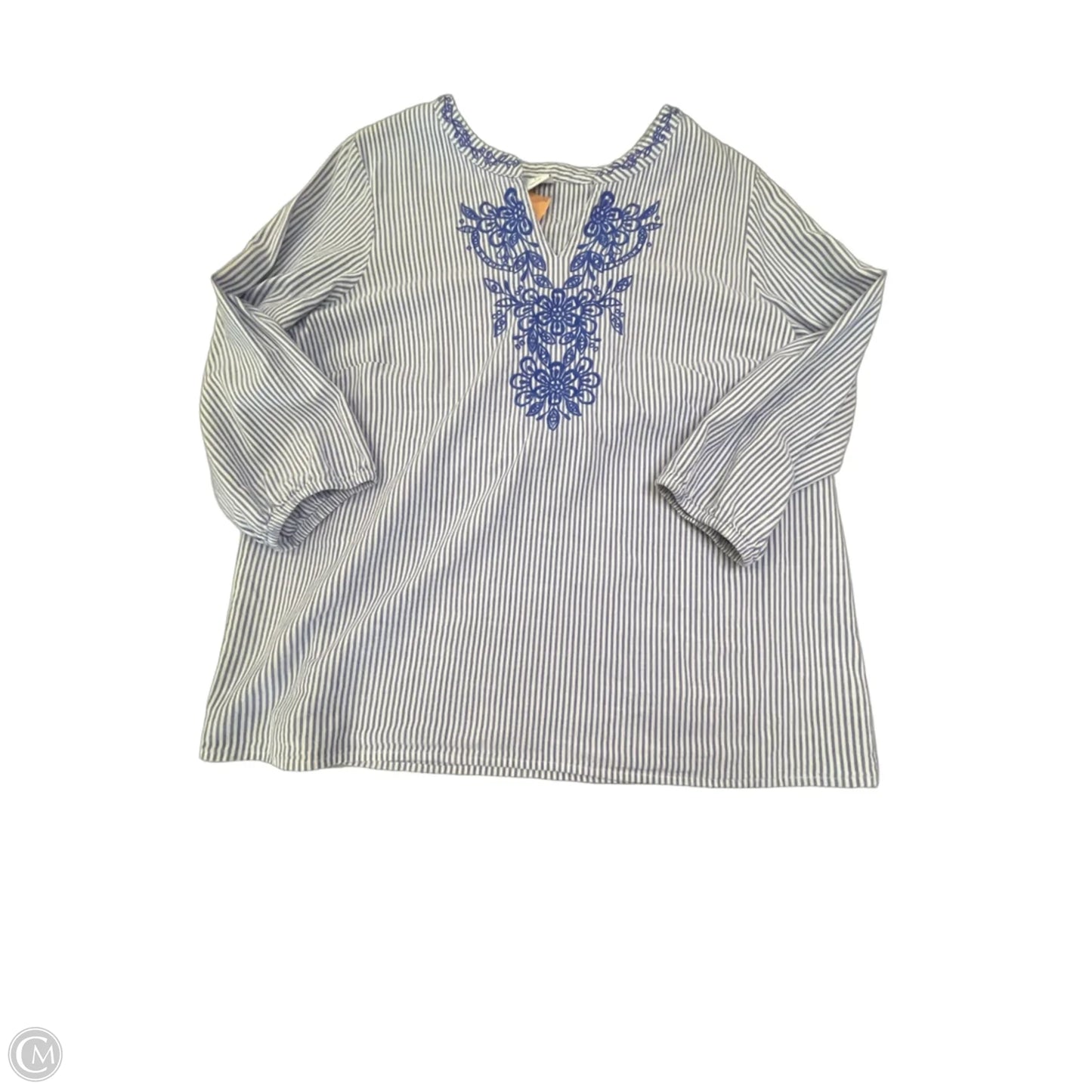 Blouse 3/4 Sleeve By Croft And Barrow In Striped Pattern, Size: L