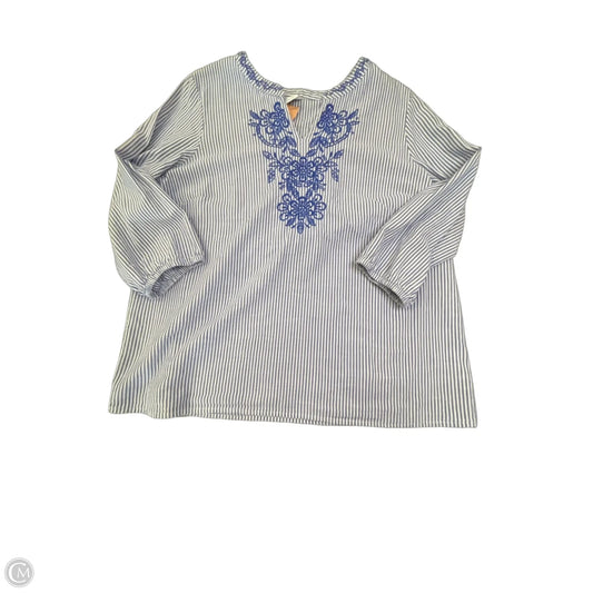 Blouse 3/4 Sleeve By Croft And Barrow In Striped Pattern, Size: L