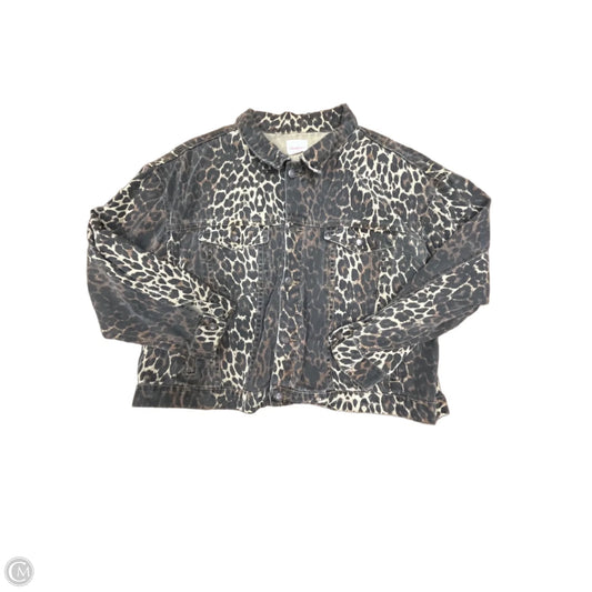 Jacket Denim By Clothes Mentor In Leopard Print, Size: 3x