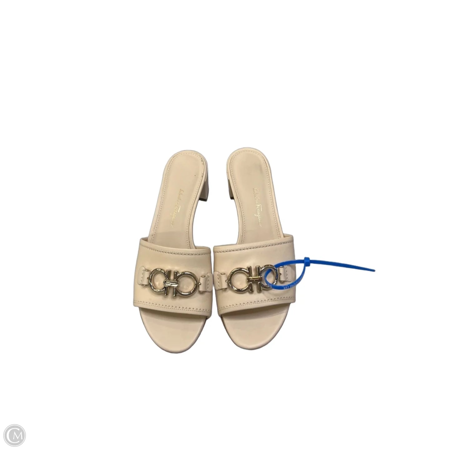 Sandals Luxury Designer By Ferragamo In Cream, Size: 7
