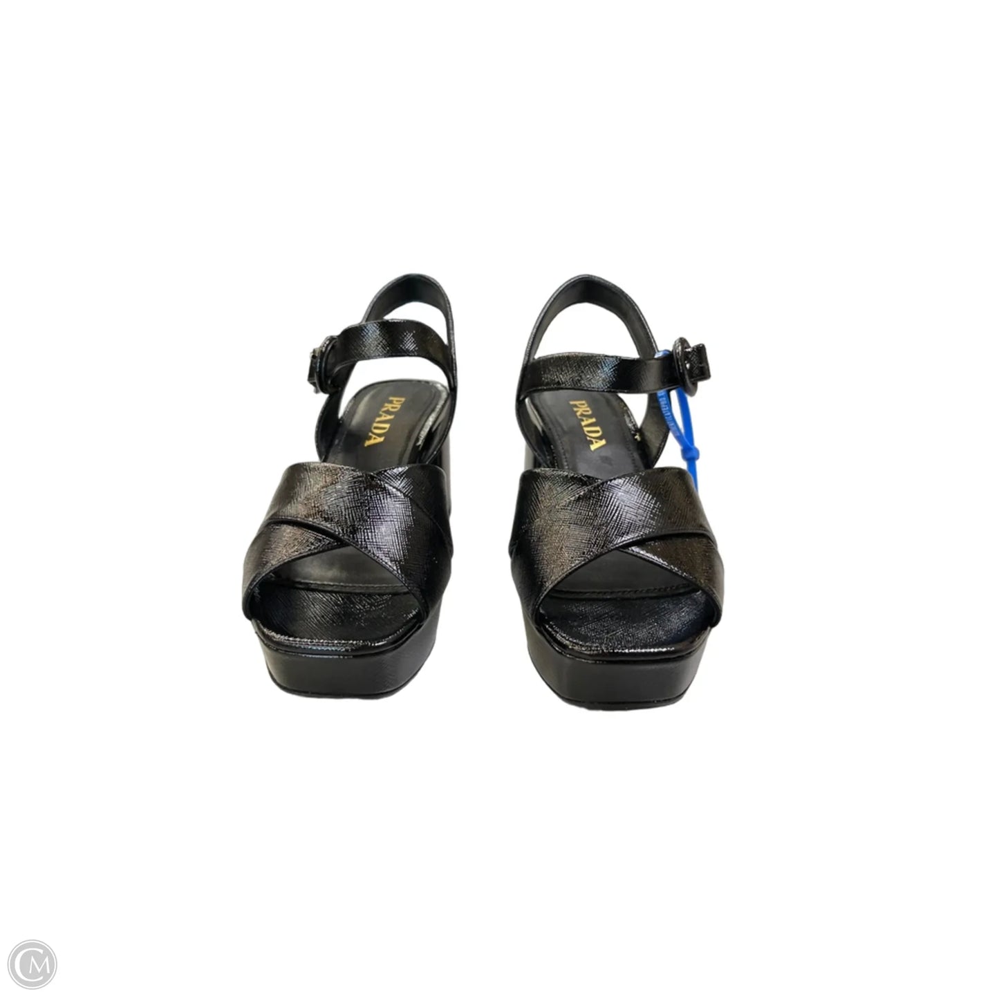 Sandals Luxury Designer By Prada In Black, Size: 7.5