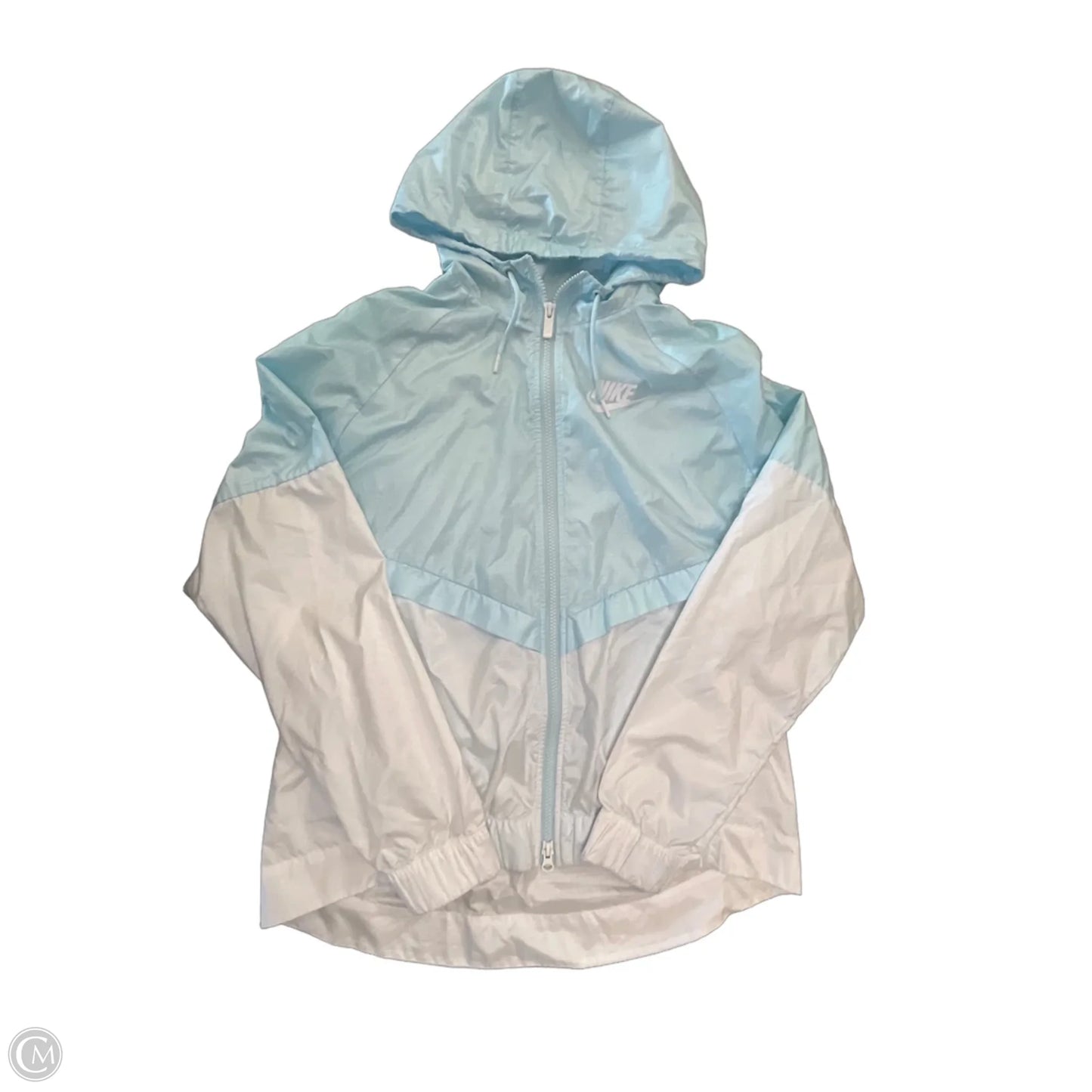 Athletic Jacket By Nike Apparel In Blue & White, Size: L
