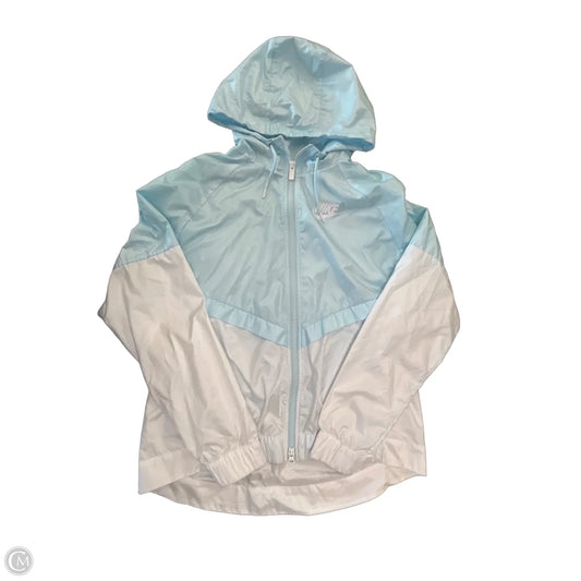 Athletic Jacket By Nike Apparel In Blue & White, Size: L