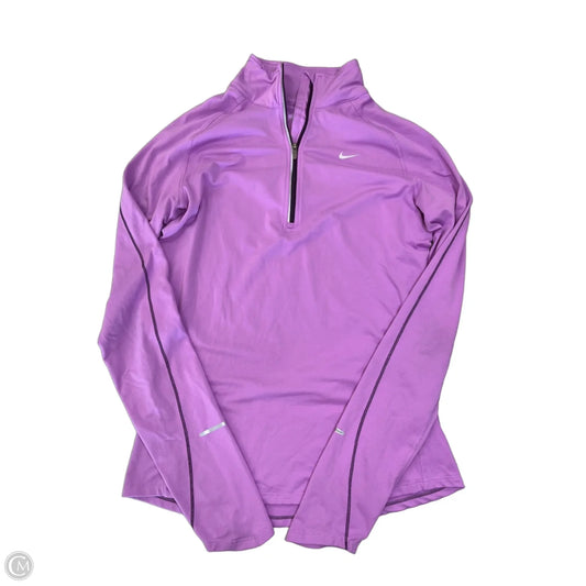 Athletic Top Long Sleeve Collar By Nike Apparel In Purple, Size: S