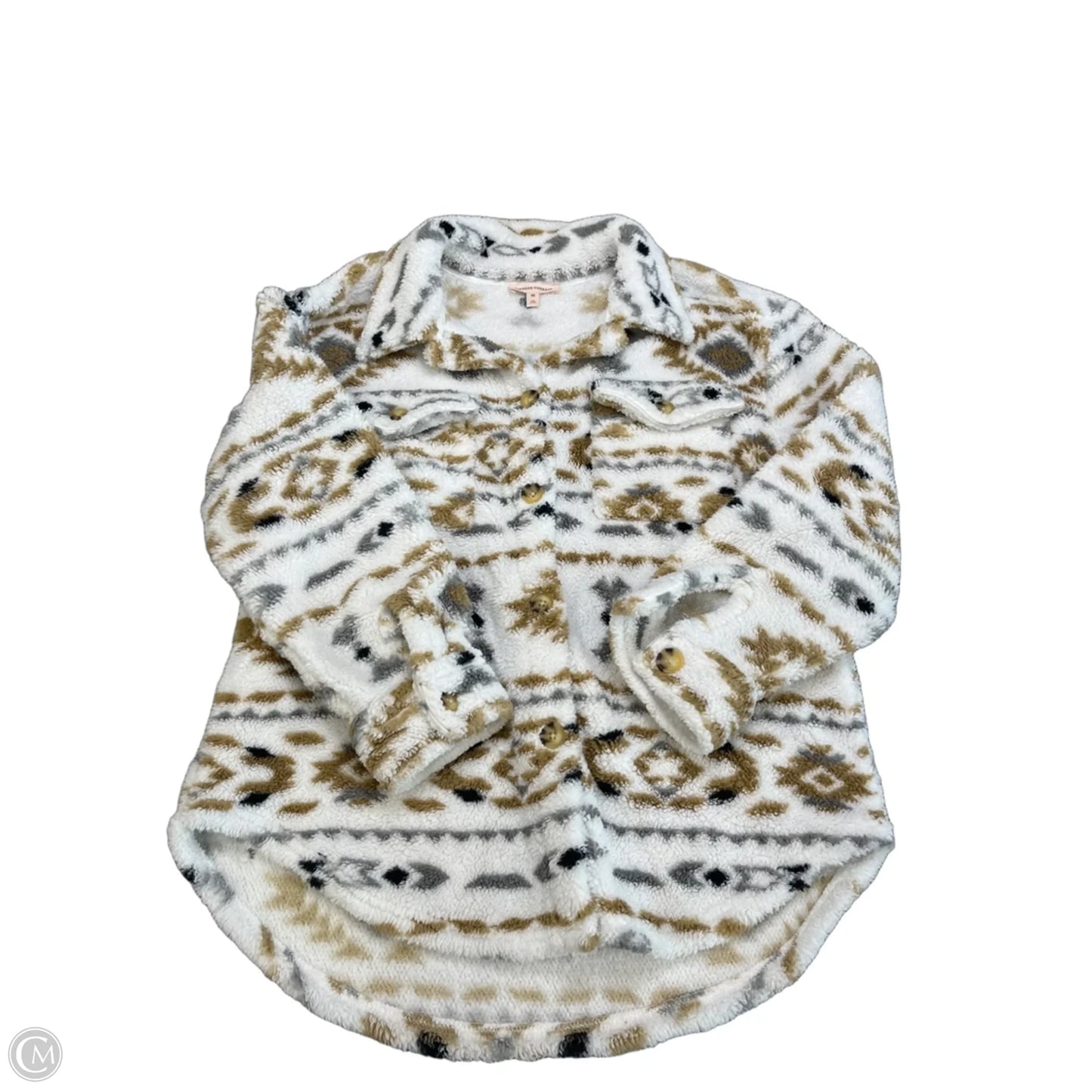 Jacket Faux Fur & Sherpa By Clothes Mentor In White, Size: M