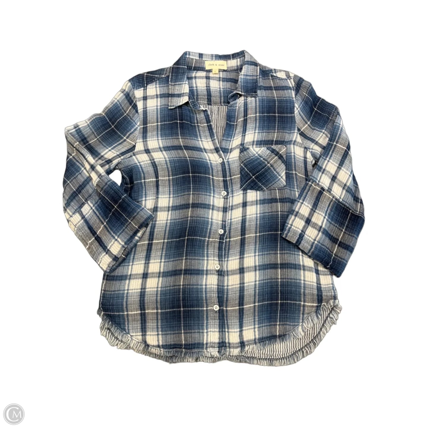 Top Long Sleeve By Cloth & Stone In Plaid Pattern, Size: L