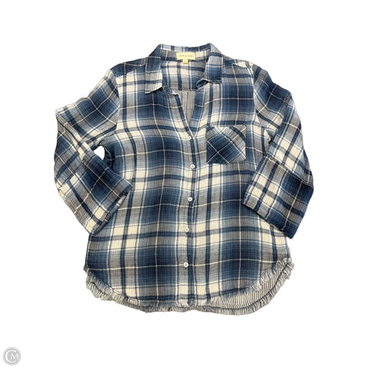 Top Long Sleeve By Cloth & Stone In Plaid Pattern, Size: L