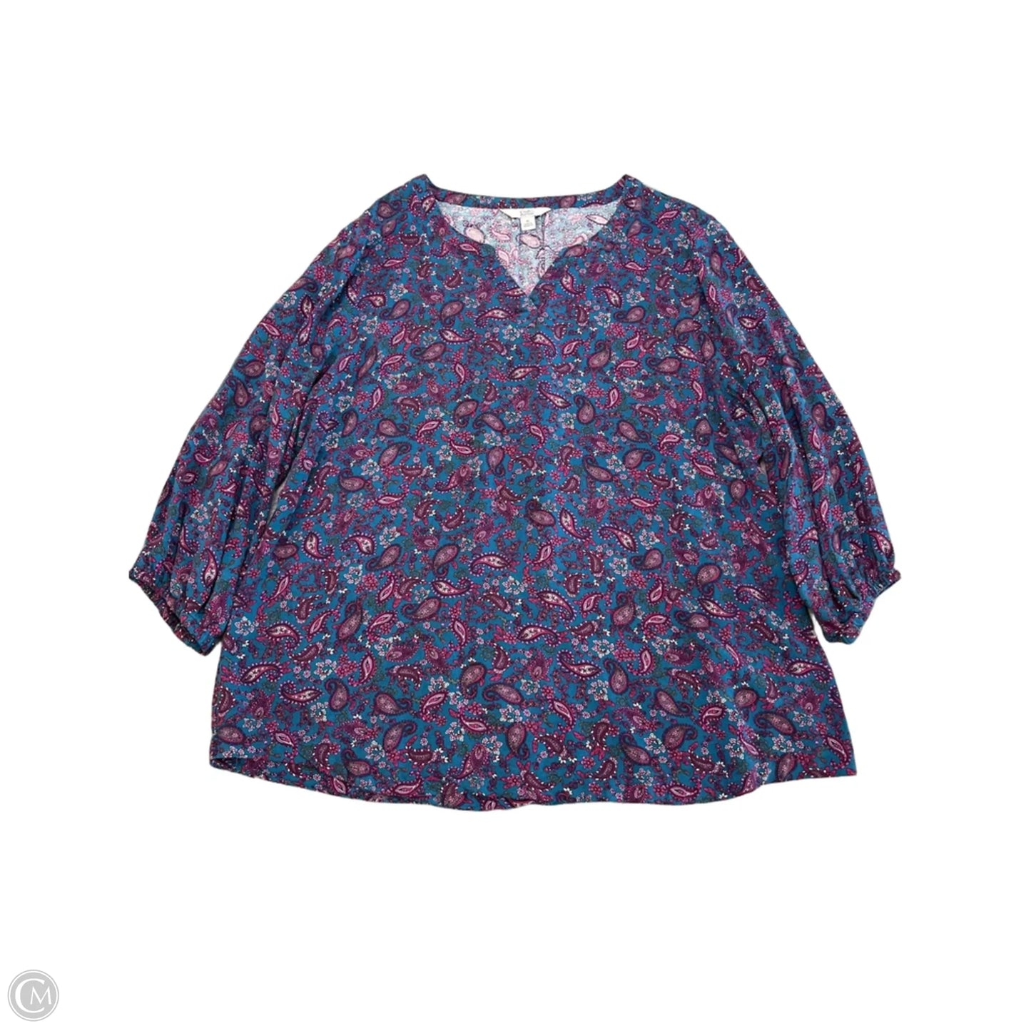 Top Long Sleeve By Croft And Barrow In Teal, Size: Xl