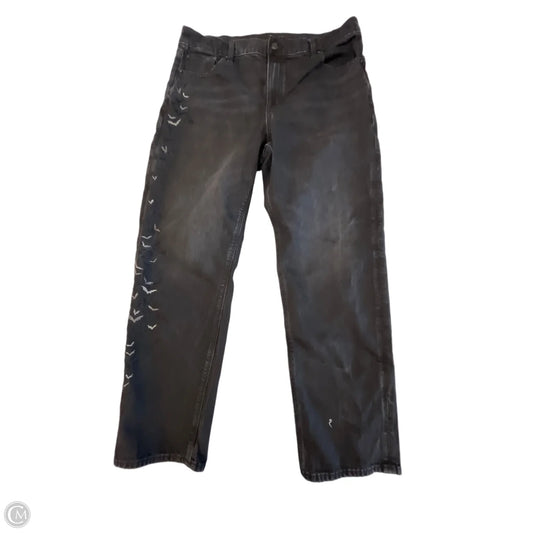 Jeans Straight By American Eagle In Black Denim, Size: 16
