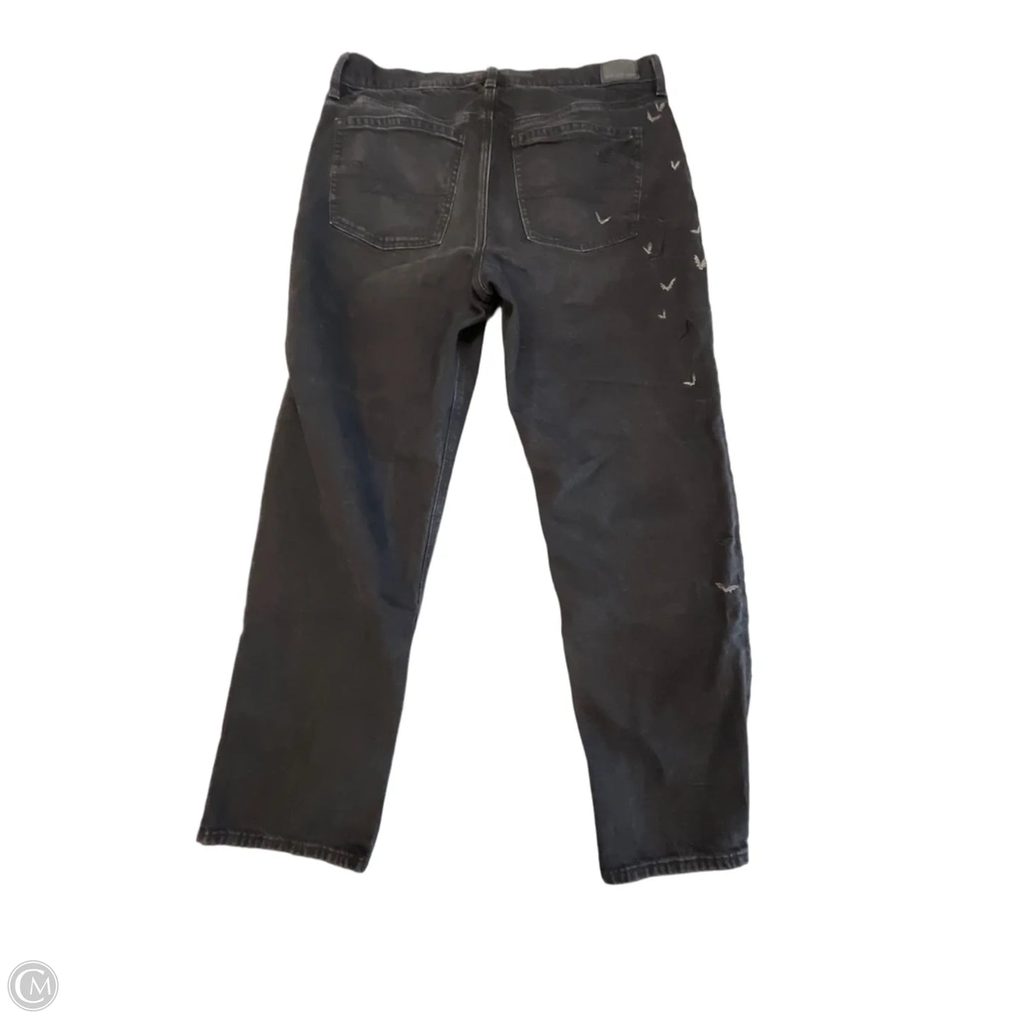 Jeans Straight By American Eagle In Black Denim, Size: 16