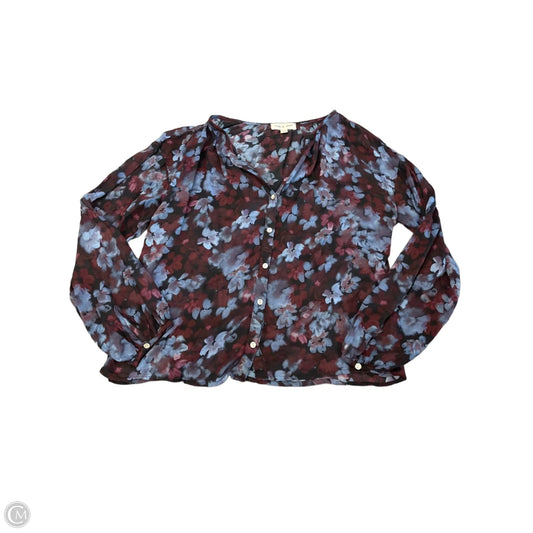 Blouse Long Sleeve By Cloth & Stone In Blue & Purple, Size: S