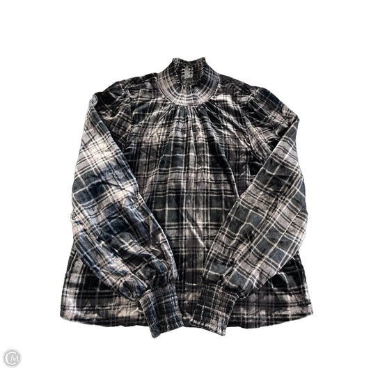 Blouse Long Sleeve By Evereve In Black & Grey, Size: Xs