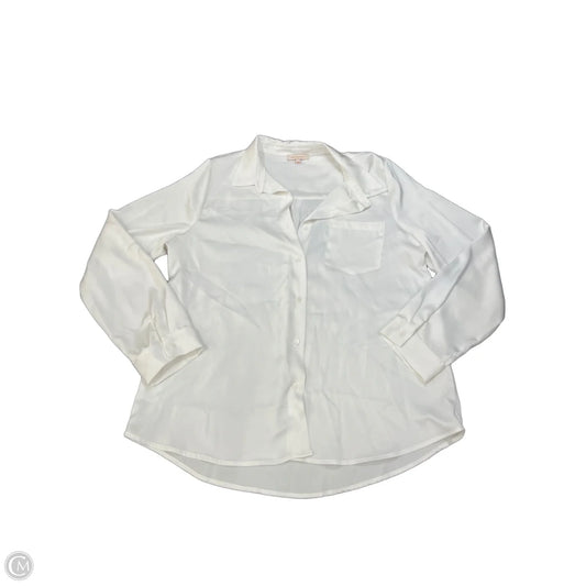 Blouse Long Sleeve By Skies Are Blue In White, Size: L