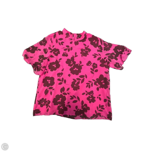 Blouse Short Sleeve By Ann Taylor In Pink, Size: L