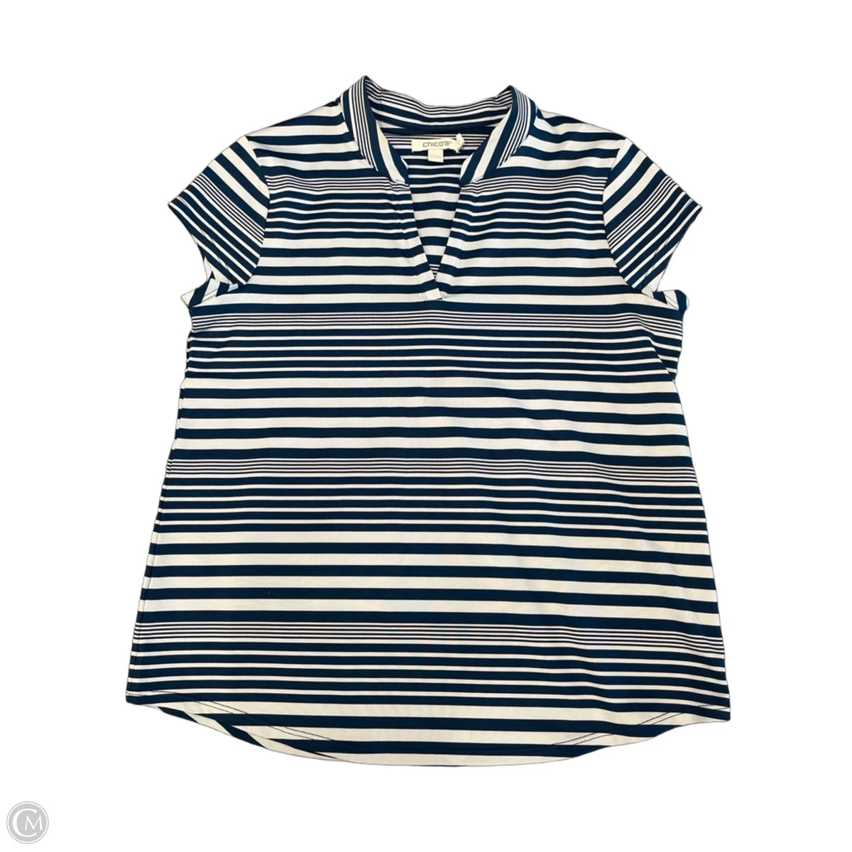 Top Short Sleeve By Chicos In Striped Pattern, Size: S