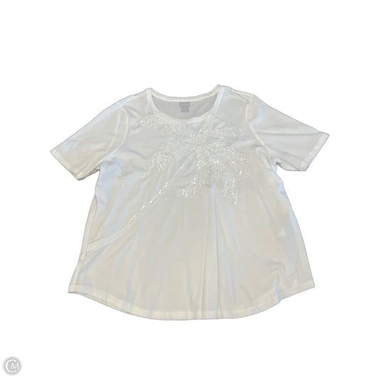 Top Short Sleeve By Chicos In White, Size: Xl