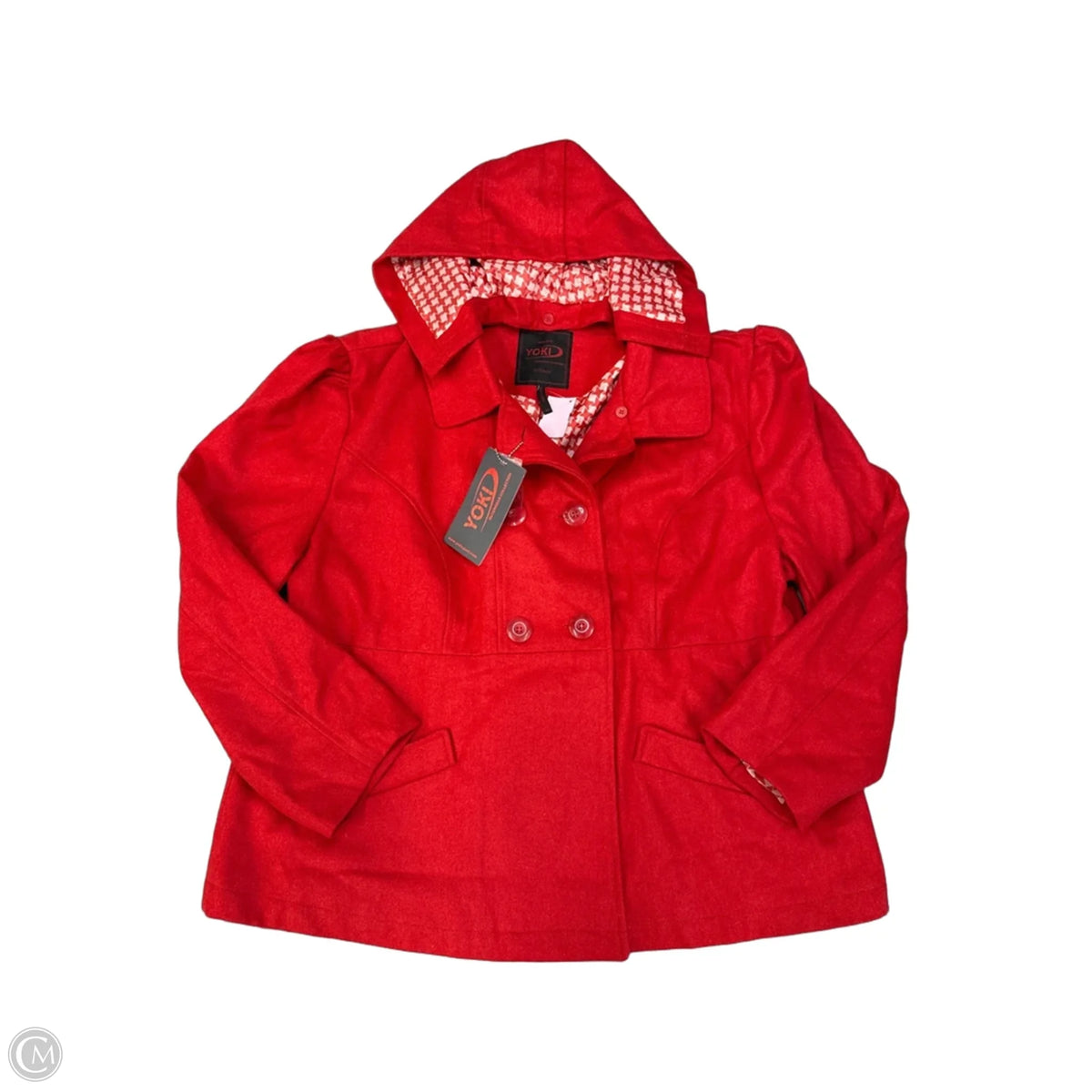 Coat Peacoat By Yoki In Red, Size: 3x