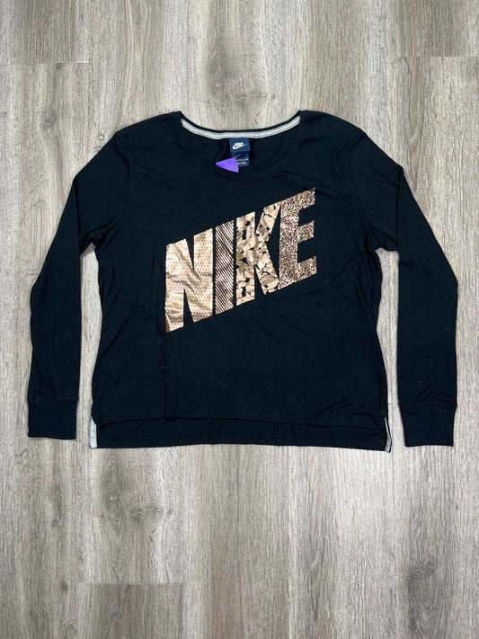 Black Athletic Top Long Sleeve Crewneck Nike Apparel, Size S