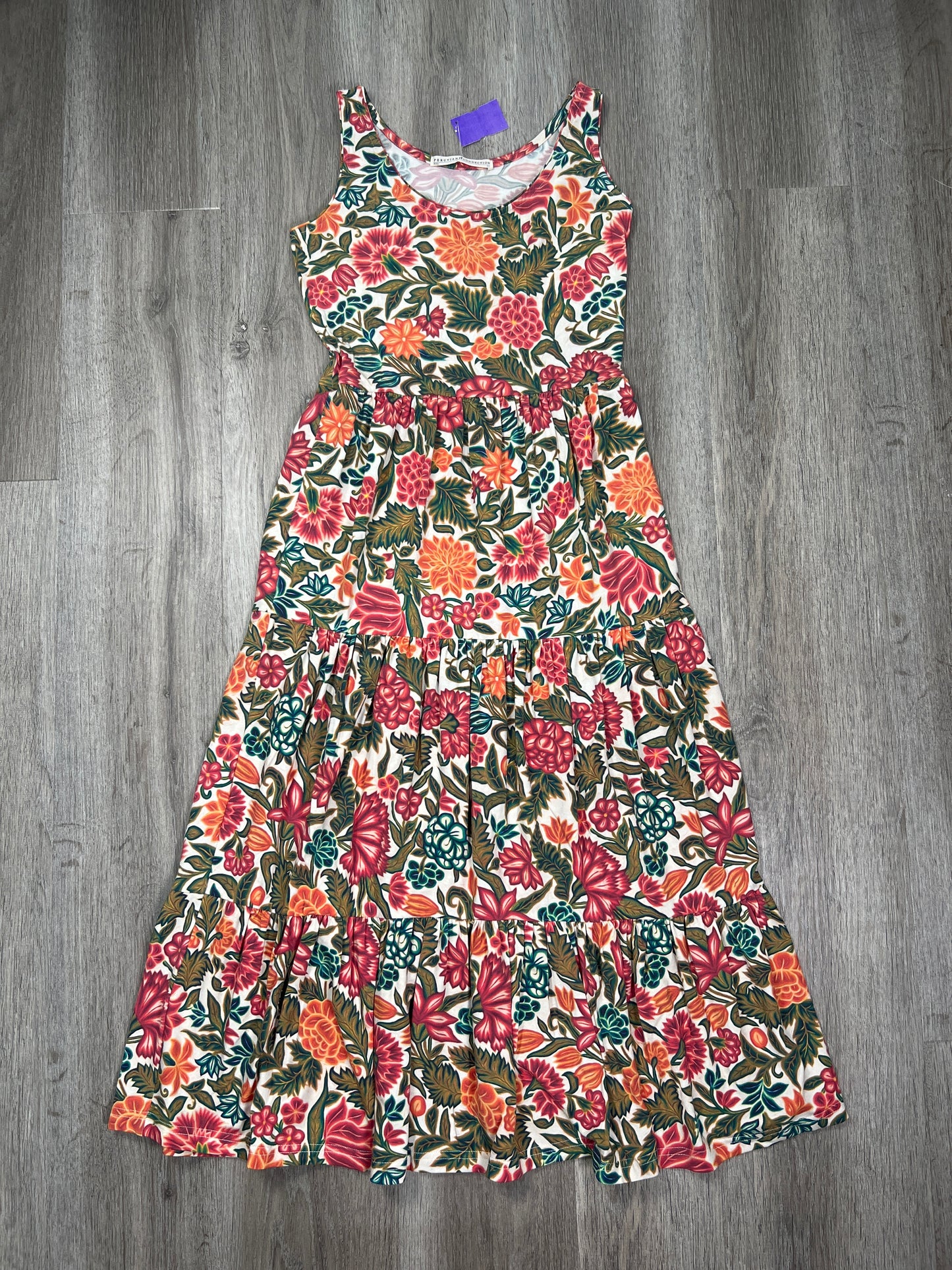 Floral Print Dress Casual Midi Peruvian Connection, Size Xs