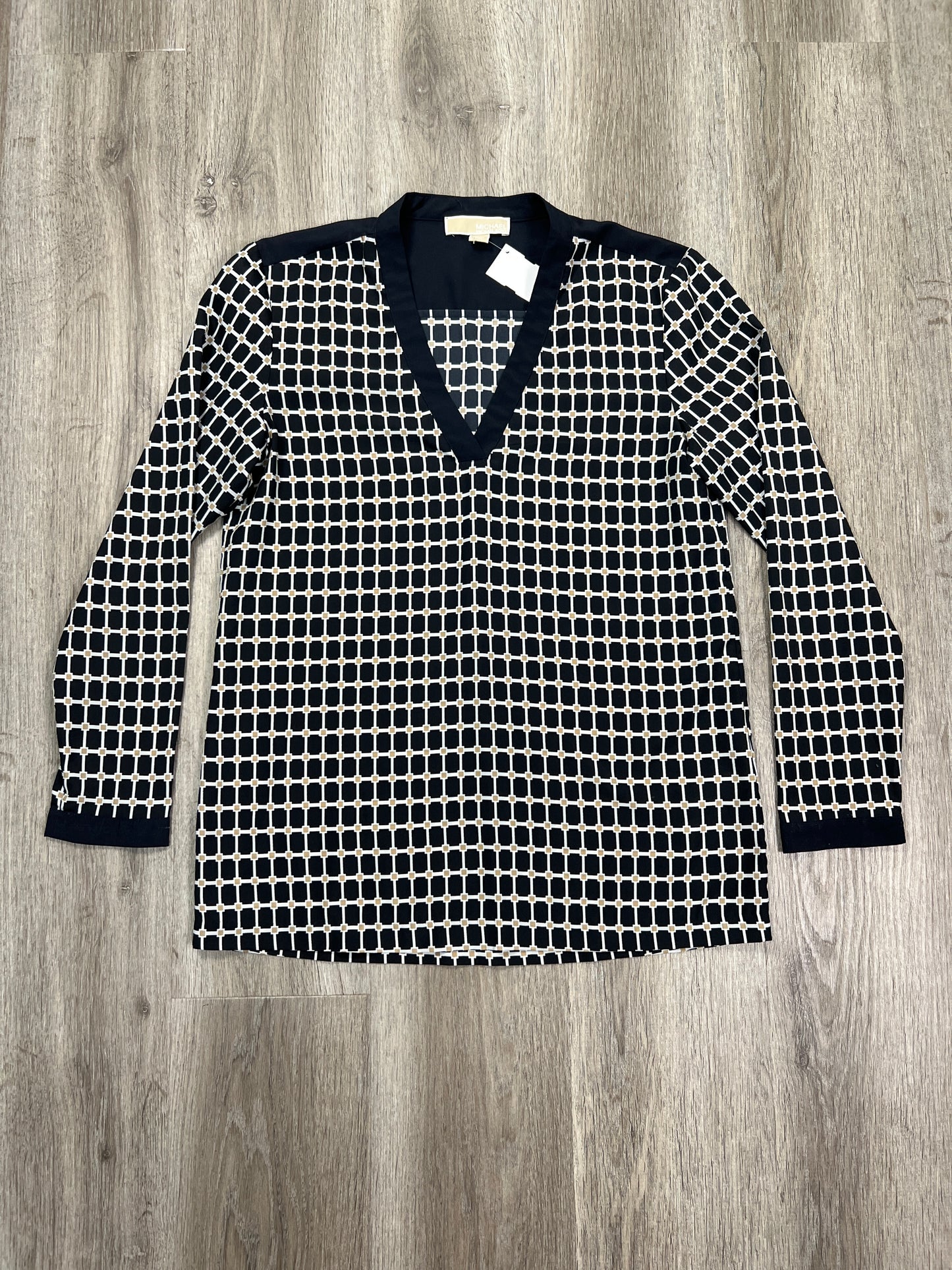 Blouse Long Sleeve By Michael By Michael Kors In Navy, Size: S