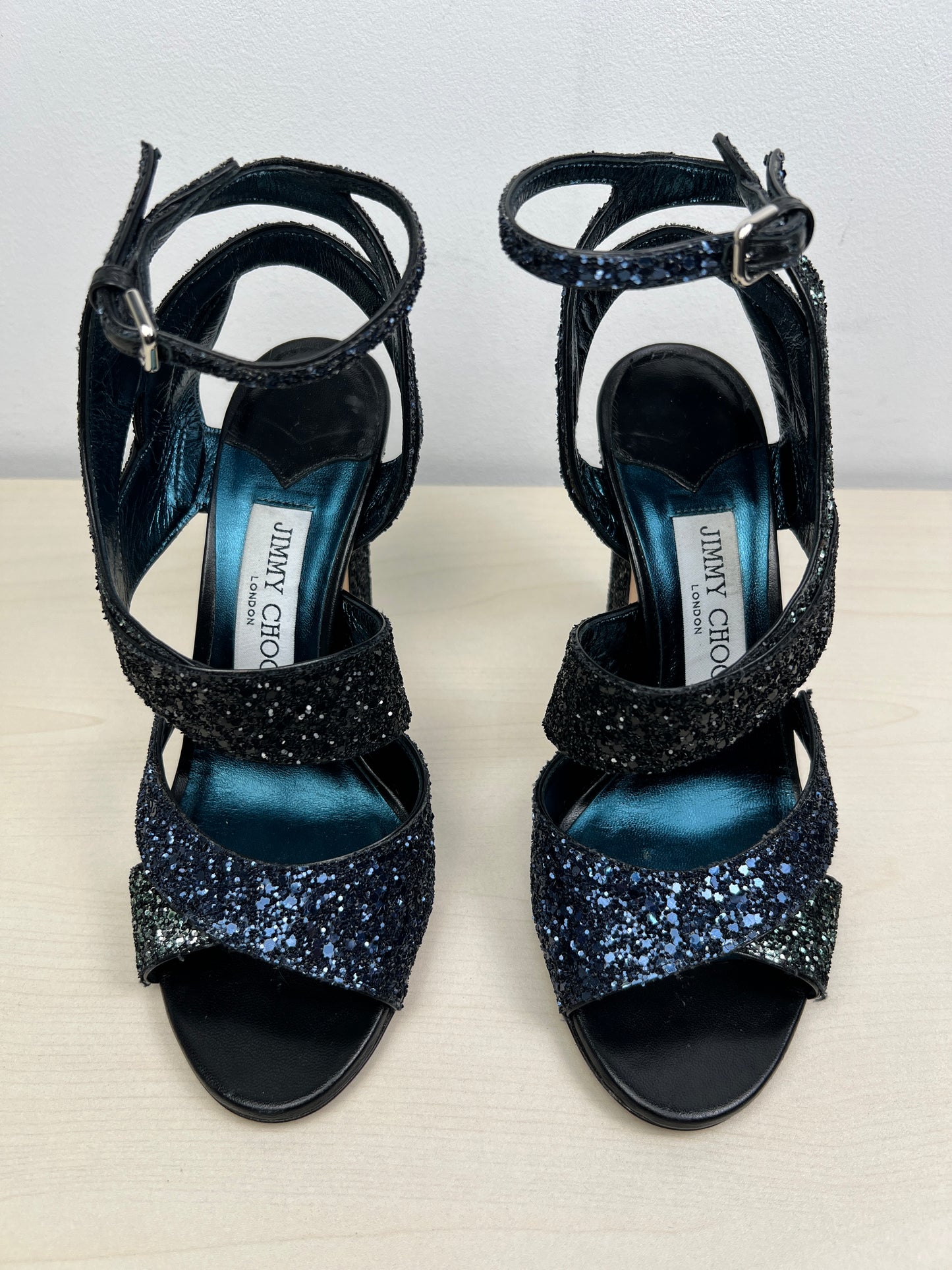 Sandals Luxury Designer By Jimmy Choo In Blue, Size: 6