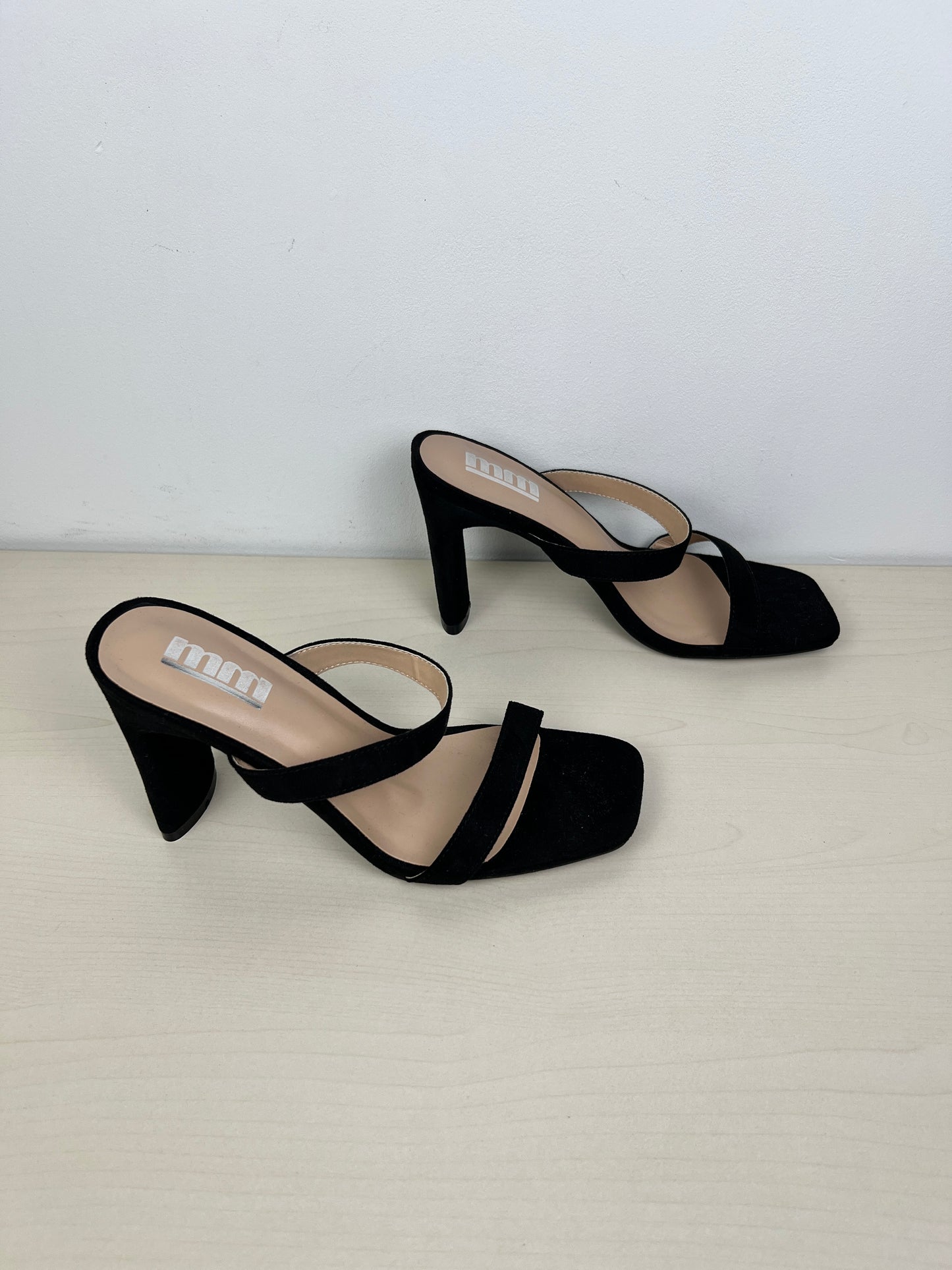 Black Sandals Heels Block MM, Size 7