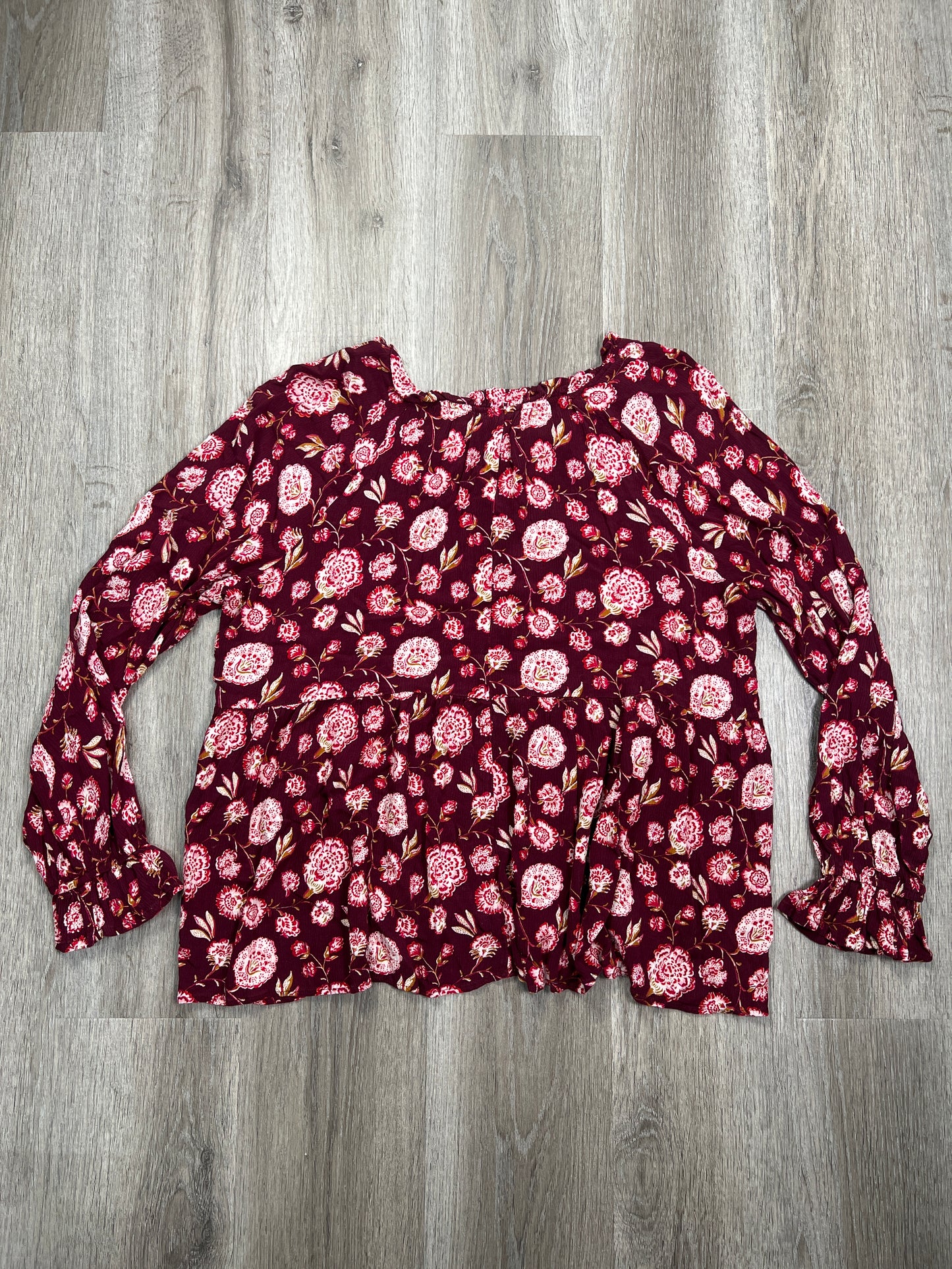 Floral Print Blouse Long Sleeve Wonderly, Size Xl