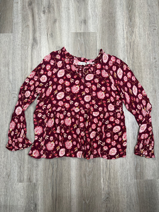 Floral Print Blouse Long Sleeve Wonderly, Size Xl