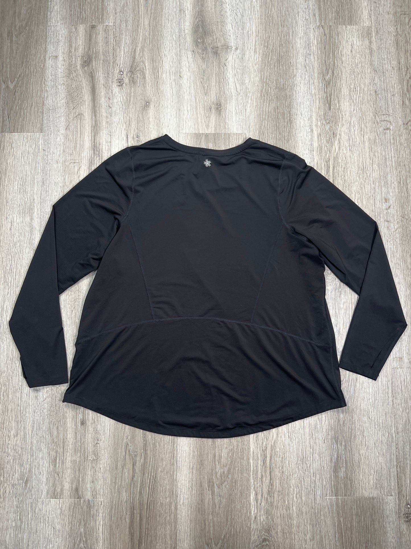 Black Athletic Top Long Sleeve Collar Tek Gear, Size 2x